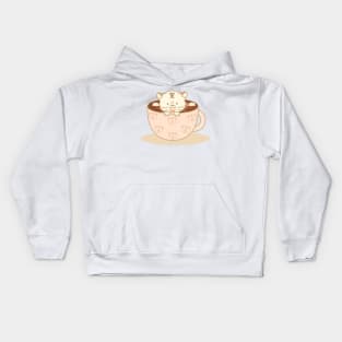 Marshmallow and cat hot chocolate Kids Hoodie